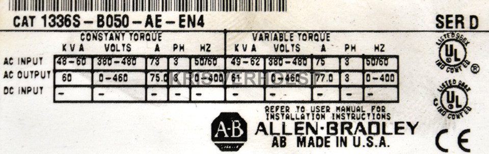 Allen-Bradley 1336S-B050-AE-EN4 (NEW)